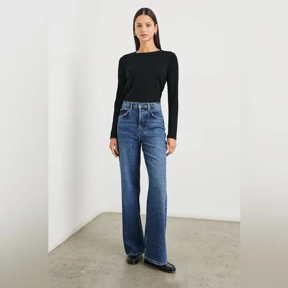 Rails The Getty Wide Leg Denim Jeans in Moonlit Ocean Blue Dark Wash Size 28. - Picture 1 of 16